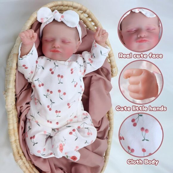 🆕18inch Soft Cloth Body Newborn Baby Poseable Limbs Rosalie-Green Baby Girl - Picture 4 of 7